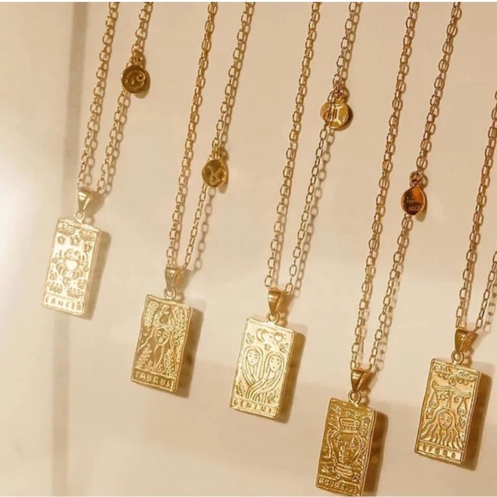 Cancer Zodiac Horoscope Sign Tarot Gold Plated Pendant Necklace